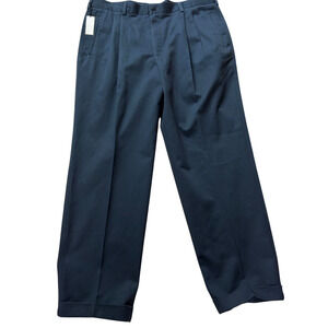 NEW Savane Pants Men's Size 40 x 32 Black Cotton Pleated Cuff Leg Inseam 32